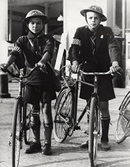 A patrol of boy scouts
