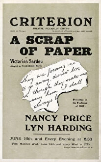 Images Dated 11th February 2020: A Scrap of Paper, Criterion Theatre, Piccadilly Circus, Lond
