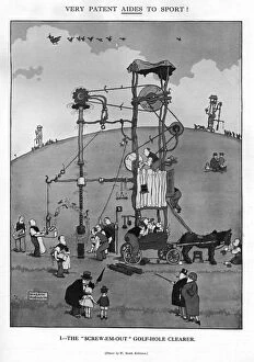 Aides Gallery: The Screw Em Out golf hole cleaner by Heath Robinson