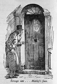 Dickens Collection: Scrooge Sees Marley Face