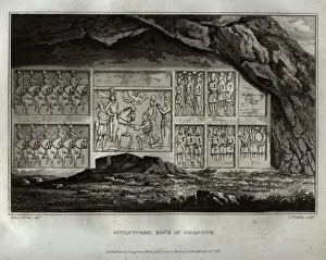 Sculptured Prints: Sculpted rock relief at Shapour (Bishapur), Iran