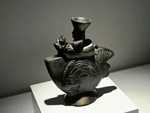 Pre Columbian Prints: Sculptural vessel. Ceramic. Lambayeque culture or Sican