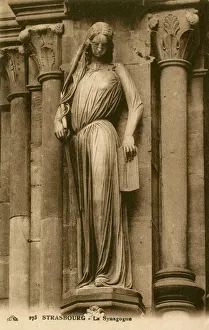 Images Dated 3rd April 2017: Sculpture on Synagogue, Strasbourg, Bas-Rhin, France