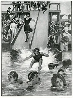 Watering Gallery: Sea bathing at an American watering place 1901