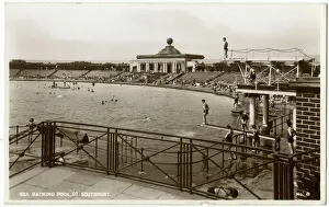 Divers Prints: Sea Bathing Pool (Lido) at Southport, Lancashire, England