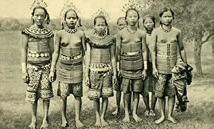 Necklace Collection: Sea Dayak girls, Sarawak, Borneo, SE Asia