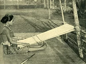 Sea Dayak woman weaving, Borneo, SE Asia