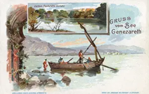 Galilee Prints: Sea of Galilee - inset view of River Jordan, Israel