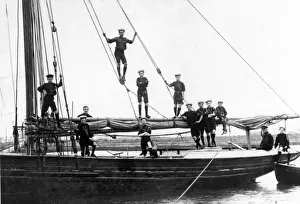Sea Scouts on board a yacht, Walton-on-the-Naze, Essex
