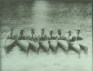 Abreast Gallery: Eight Sea Scouts in their canoes