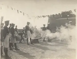 Sea Scouts demonstrating with cannons, Gibraltar