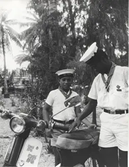 Polynesia Prints: Sea scouts with moped, Gilbert Islands, Pacific