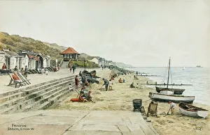 Deckchairs Prints: Sea walk, Frinton-on-Sea, Essex, viewed from west