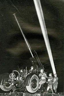 Preparations Prints: Seachlight and Anti-Aircraft Gun Crew, WW2 preparations