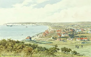Seaford Prints: Seaford, East Sussex, viewed from the Golf Links
