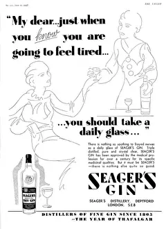 Fatigue Prints: Seagers Gin advertisement, 1935