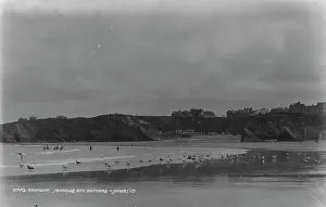 Bathers Prints: Seagulls and Bathers at Newquay
