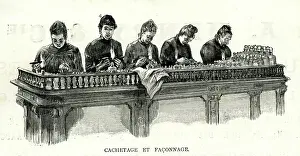 Finishing Prints: Sealing bottles of Botot water, Paris Exhibition of 1889