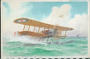 Seaplane about to rise from the water Curtiss JN4
