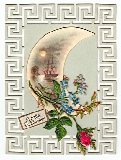 Seascape and flowers on a Scandinavian greetings card Seascape and flowers on a Scandinavian greetings card