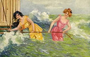 Seashore. Bathing machine