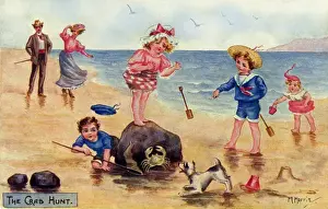 Crabs Prints: Seashore. Hunting for crabs