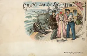 Seasickness Prints: Seasickness - Satirical Greetings Postcard