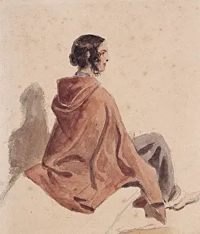 Seated Girl; verso, Tree Branch