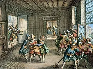 Rebellion Prints: Second Defenestration of Prague, 1618. Engraving coloration