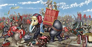 Besiege Prints: Second Punic War. The Battle of Zama (202 B. C. ). Colored eng
