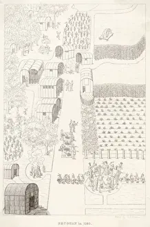 1585 Prints: Secotan Village 1585