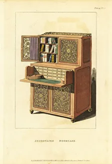 Repository Of Arts Prints: Secretaire bookcase for a Regency lady's boudoir, 1814