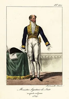 Bicorne Prints: Secretary of State, Bourbon Restoration, 1820