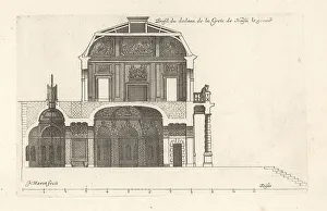 Blueprint Prints: Section of the Grotto at the Chateau de Noisy-le-Grand