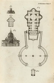 Draughtsman Prints: Section and plans of cathedrals