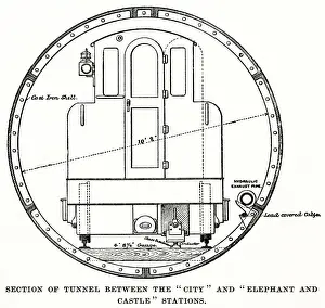 Section of underground railway tunnel, City Line, London
