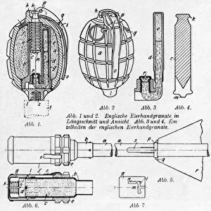 Mills Collection: Sectional view of a Mills grenade, WW1