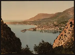 Mentone Prints: Seen from the cliffs, Mentone, Riviera