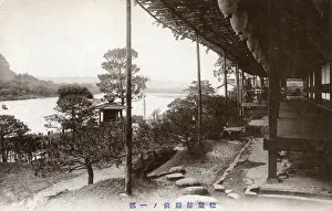 Seki River and Matsuba-Kwan Inn (Hotel) at Naoetsu, Japan