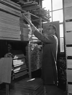 Joiner Prints: Selecting timber at a cabinet makers, Shoreditch, London