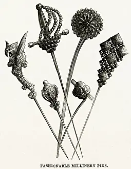 Prongs Prints: Selection of fashionable millinery pins 1886