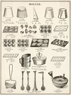 A selection of moulds and other kitchen equipment