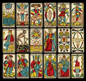 Card Gallery: Selection of tarot cards from traditional Marseille pack