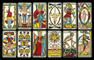 Telling Prints: Selection of tarot cards from traditional Marseille pack
