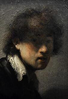 Pinakothek Gallery: Self-portrait, 1628-1629, by Rembrandt Harmenszoon van Rijn