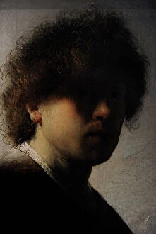 Rijn Collection: Self-portrait, 1628, by Rembrandt Harmenszoon van Rijn (1606