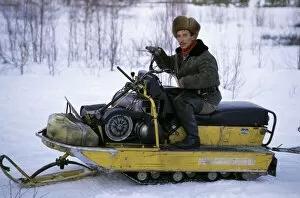 Siberia Collection: Selkup on snow-bike, North Siberia