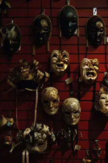 Vending Prints: Selling masks. Interior store. French Quarter. New Orleans