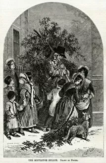 Bunches Collection: Selling mistletoe in streets 1854
