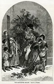 Selling mistletoe in streets 1854